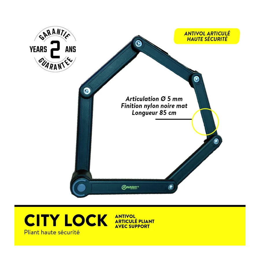 Antivol vélo pliant CITY LOCK ACL85 - Auvray