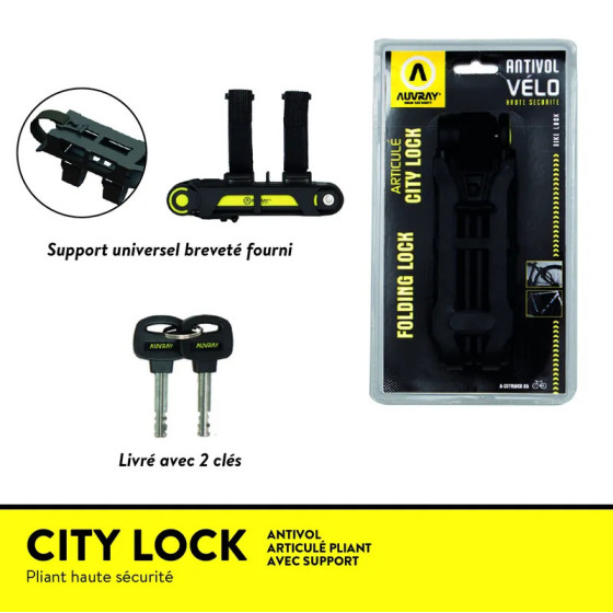Antivol vélo pliant CITY LOCK ACL85 - Auvray
