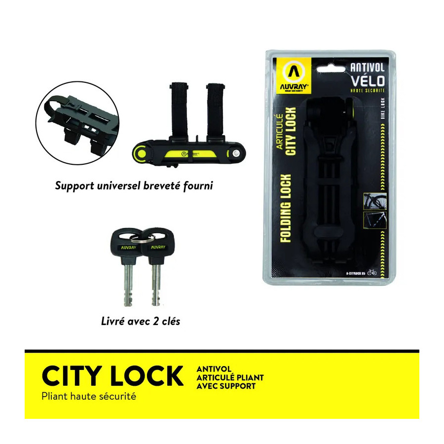 Antivol vélo pliant CITY LOCK ACL85 - Auvray