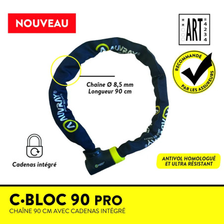 Chaine Antivol vélo C-BLOC Pro - 90 cm - D8 - Auvray