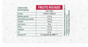 Valeurs nutritionnelles Speedgel