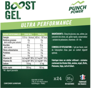Valeurs nutritionnelles Boost gel citron